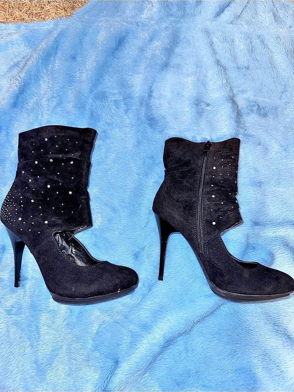 Style&Co High Heel Booties with Rhinestone Detail in Black